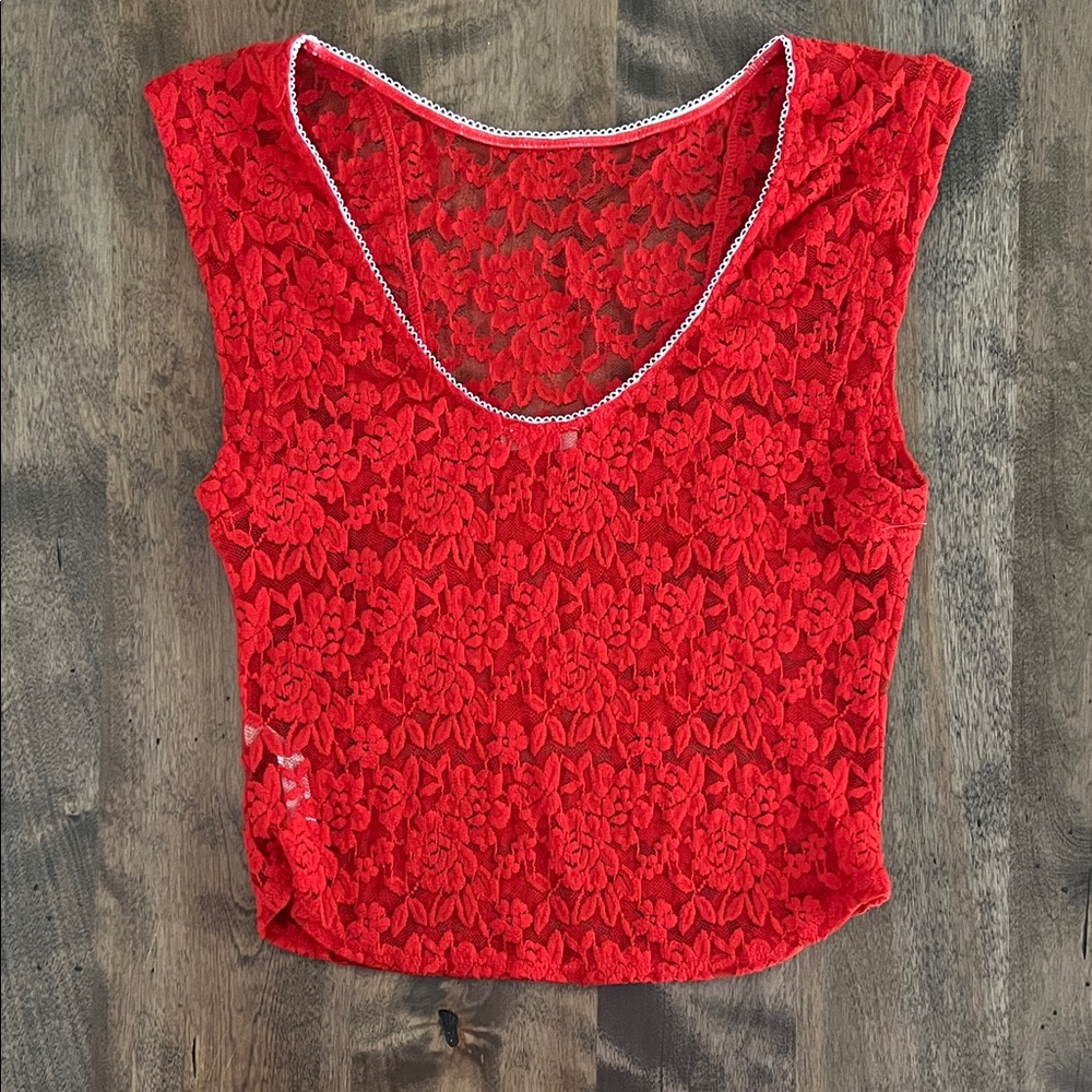 Free People Scarlet Lace Tank Top